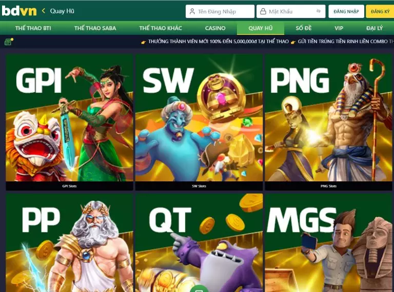 Khám phá các sảnh quay hũ tại Bdvn Slots